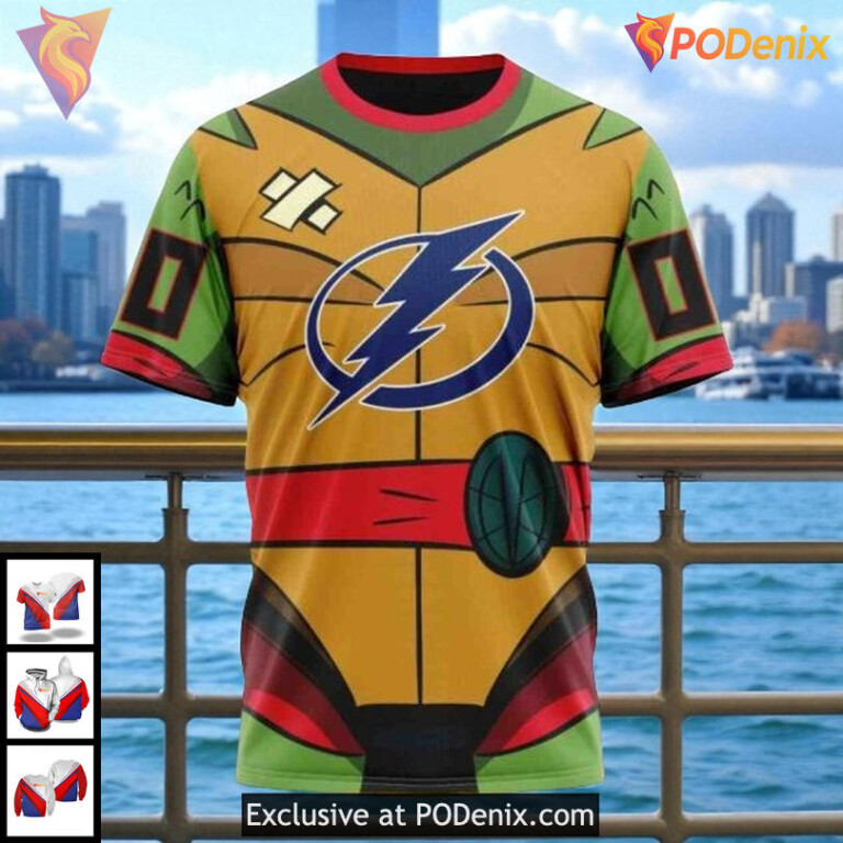 Personalized Tampa Bay Lightning Hoodie Ninja Turtles Inspired NHL 3D - 2