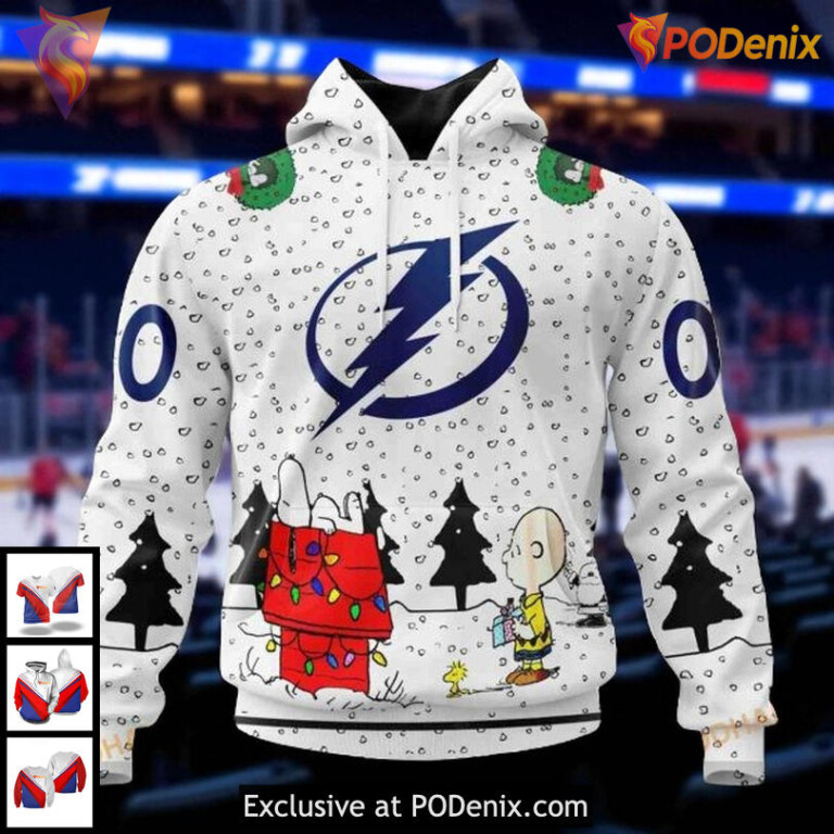 Personalized Tampa Bay Lightning Hoodie, Snoopy Christmas NHL 3D Design
