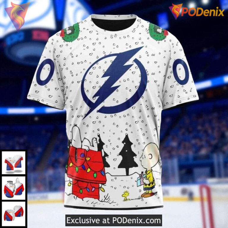 Personalized Tampa Bay Lightning Hoodie, Snoopy Christmas NHL 3D Design - 2