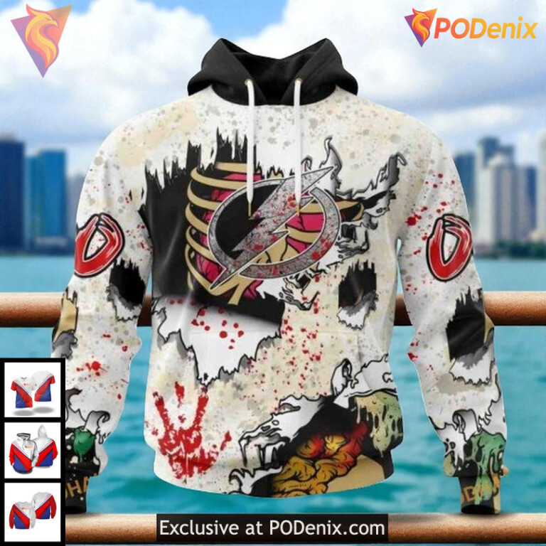 Personalized Tampa Bay Lightning Hoodie Zombie Style NHL Halloween 3D