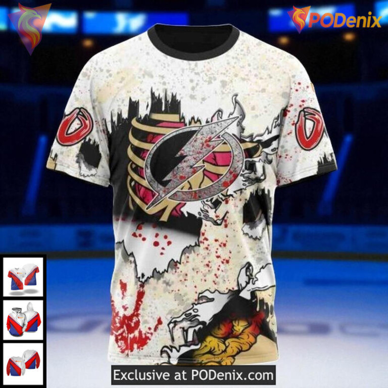 Personalized Tampa Bay Lightning Hoodie Zombie Style NHL Halloween 3D - 2