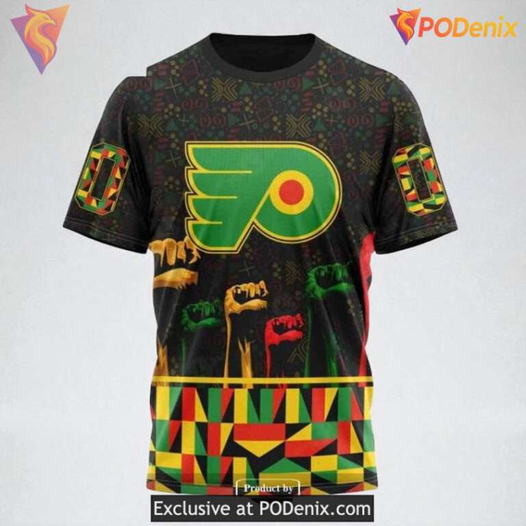 Philadelphia Flyers 3D Hoodie, Black History Month Celebrate NHL Apparel - 2