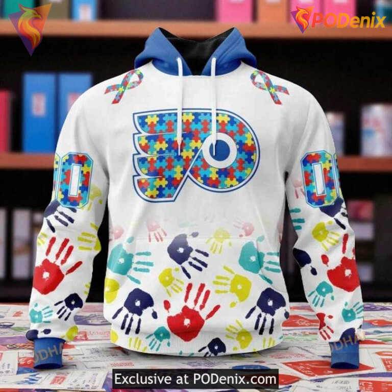 Philadelphia Flyers All Over Print Hoodie Autism Awareness NHL Custom