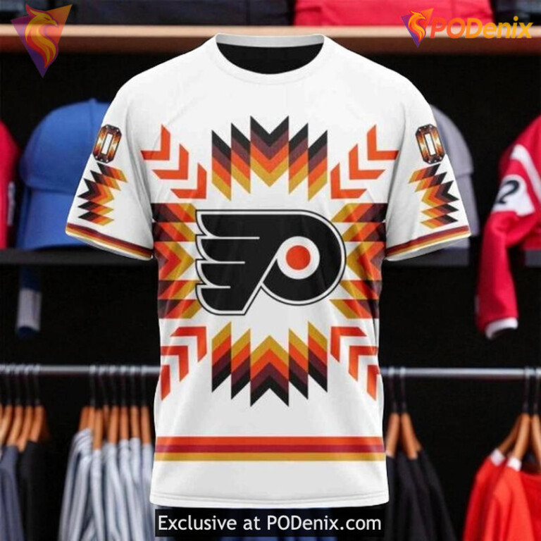 Philadelphia Flyers All Over Print Hoodie, Native Pattern NHL Custom Style - 2