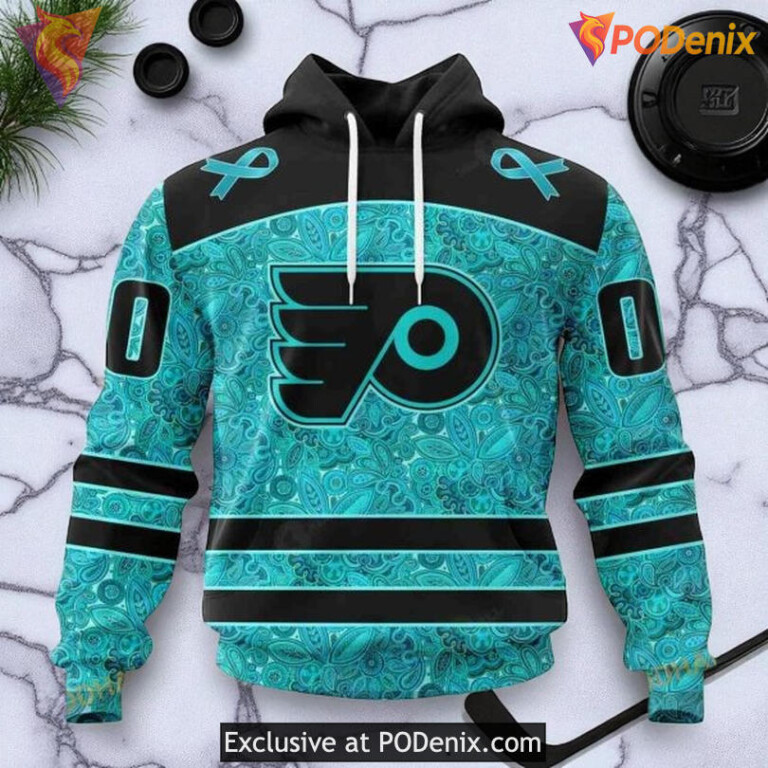 Philadelphia Flyers All Over Print Hoodie, Ovarian Cancer Awareness Design