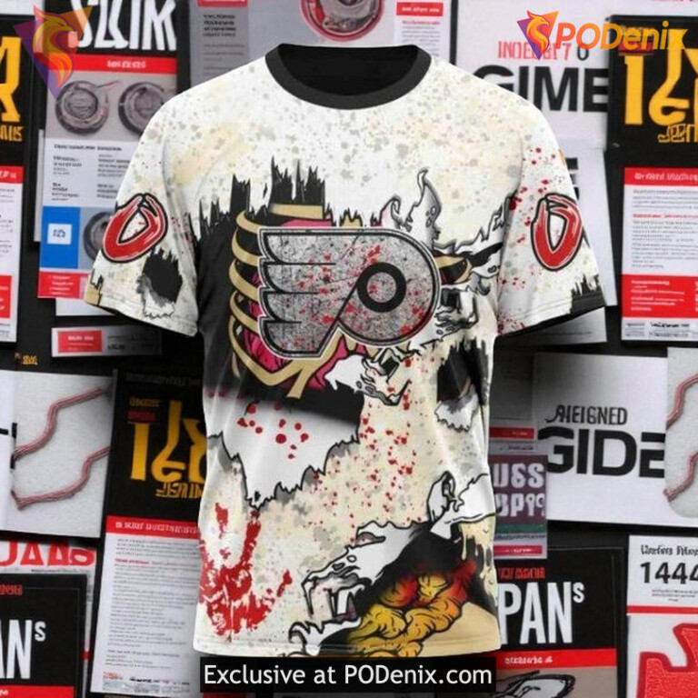 Philadelphia Flyers All Over Print Hoodie Zombie Halloween NHL 3D Style - 2