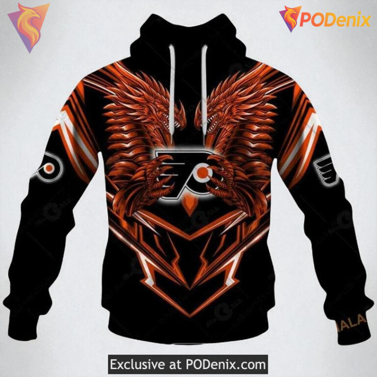 Philadelphia Flyers Hoodie 3D All Over Print, Dragon NHL Graphic Pullover
