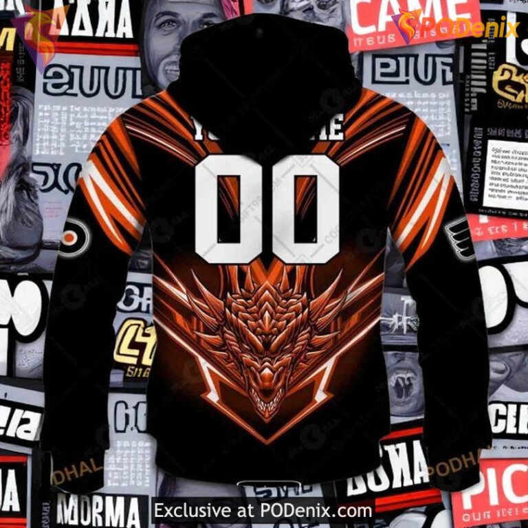 Philadelphia Flyers Hoodie 3D All Over Print, Dragon NHL Graphic Pullover - 2