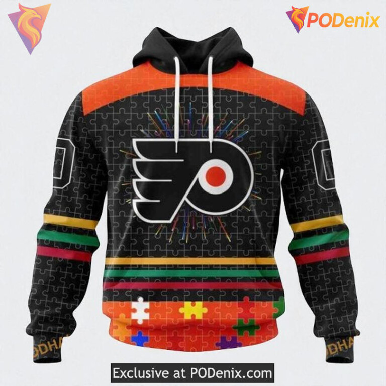 Philadelphia Flyers Hoodie 3D All Over Print, Fearless Against Autism Design