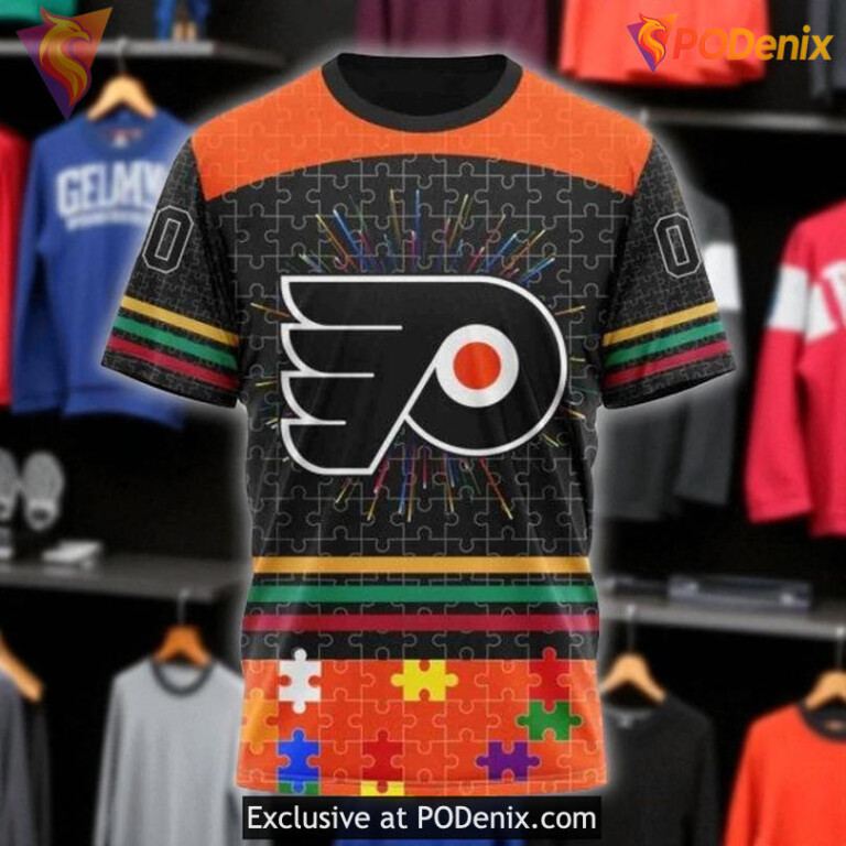 Philadelphia Flyers Hoodie 3D All Over Print, Fearless Against Autism Design - 2