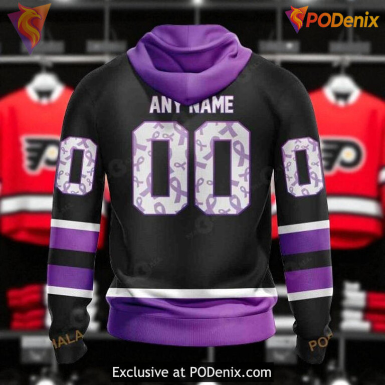 Philadelphia Flyers Hoodie 3D, Black Hockey Fight Cancer NHL Shirt Design - 1