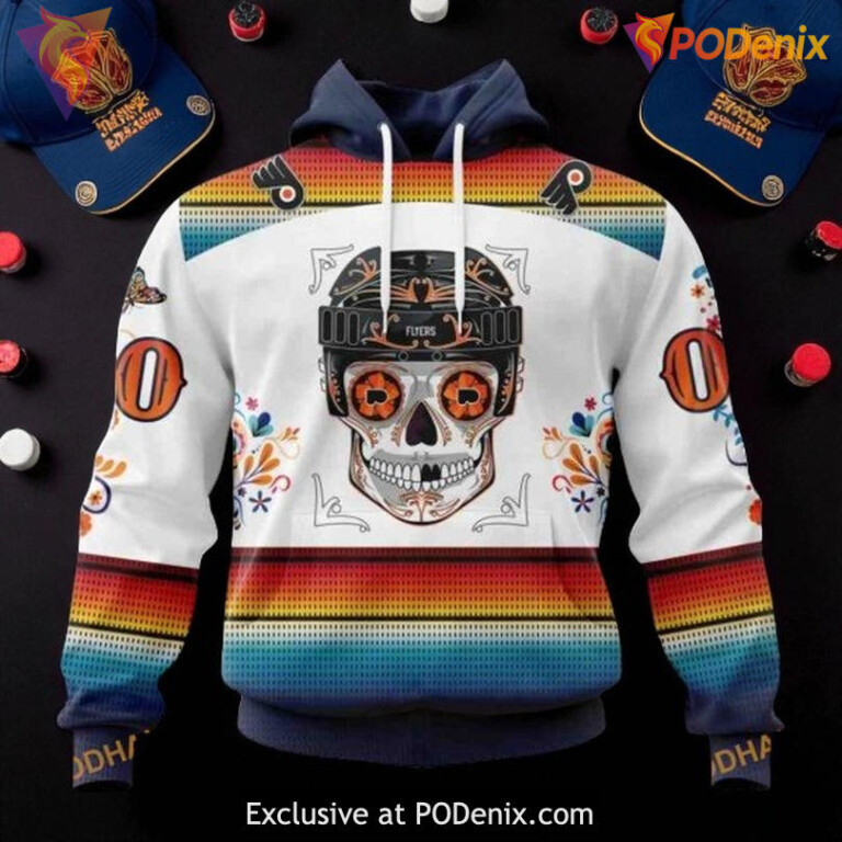 Philadelphia Flyers Hoodie 3D, Dia De Los Muertos NHL Graphic Edition