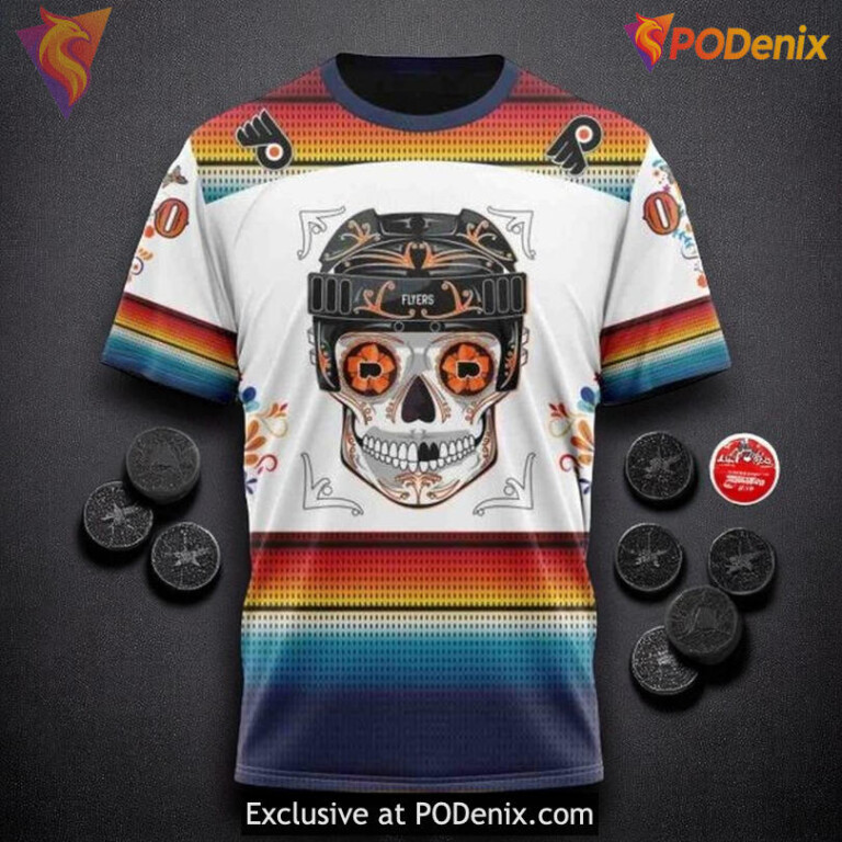 Philadelphia Flyers Hoodie 3D, Dia De Los Muertos NHL Graphic Edition - 2