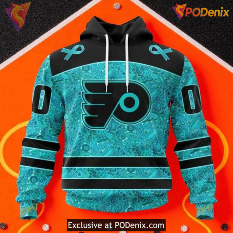Philadelphia Flyers Hoodie, Ovarian Cancer Awareness NHL Custom Design