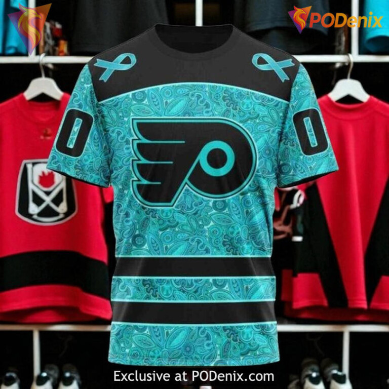 Philadelphia Flyers Hoodie, Ovarian Cancer Awareness NHL Custom Design - 2