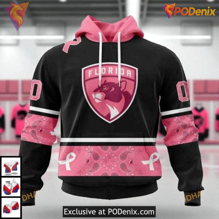 Pink Breast Cancer Awareness Custom Florida Panthers Graphic Hoodie NHL 3D