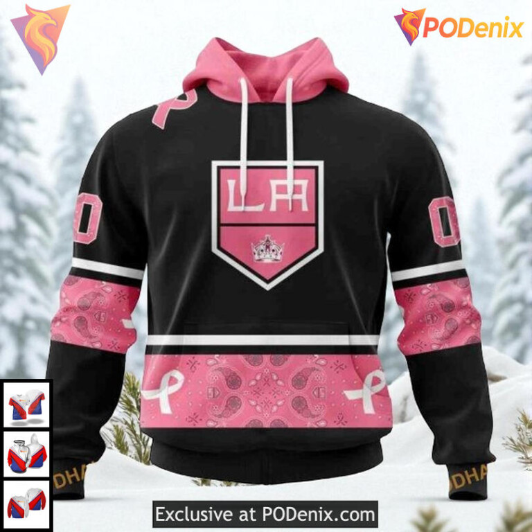Pink Breast Cancer Awareness Custom Los Angeles Kings Pullover Hoodie NHL 3D