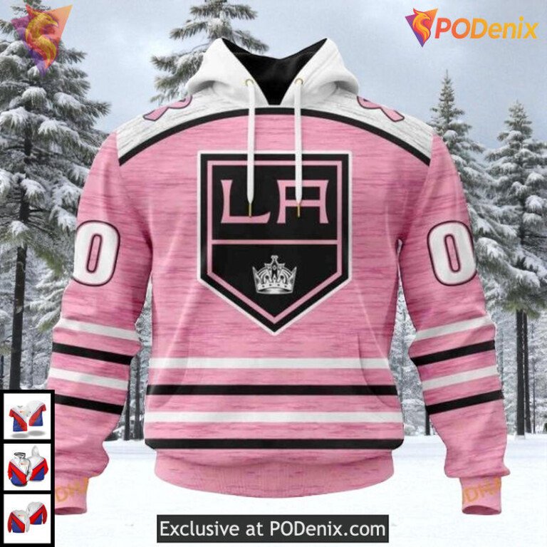 Pink Breast Cancer Awareness Design Custom Los Angeles Kings Winter Hoodie 3D