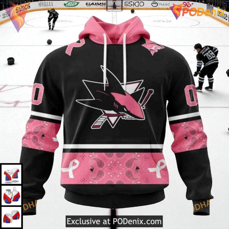 Pink Breast Cancer Awareness Design Custom San Jose Sharks Mens Hoodie 3D