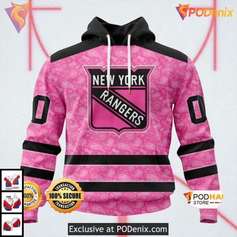 Pink Breast Cancer Awareness Edition Custom New York Rangers Hoodie 3D