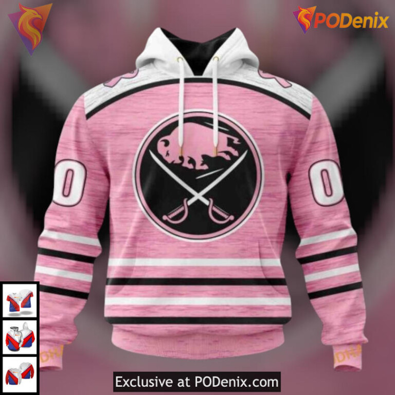 Pink Breast Cancer Awareness Edition NHL Custom Name Buffalo Sabres Hoodie 3D