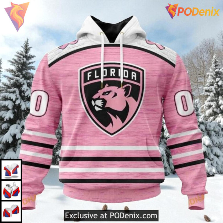 Pink Breast Cancer Awareness Theme Custom Florida Panthers Mens Hoodie NHL 3D