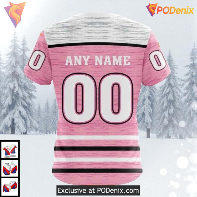 Pink Breast Cancer Awareness Theme Custom Florida Panthers Mens Hoodie NHL 3D - 3
