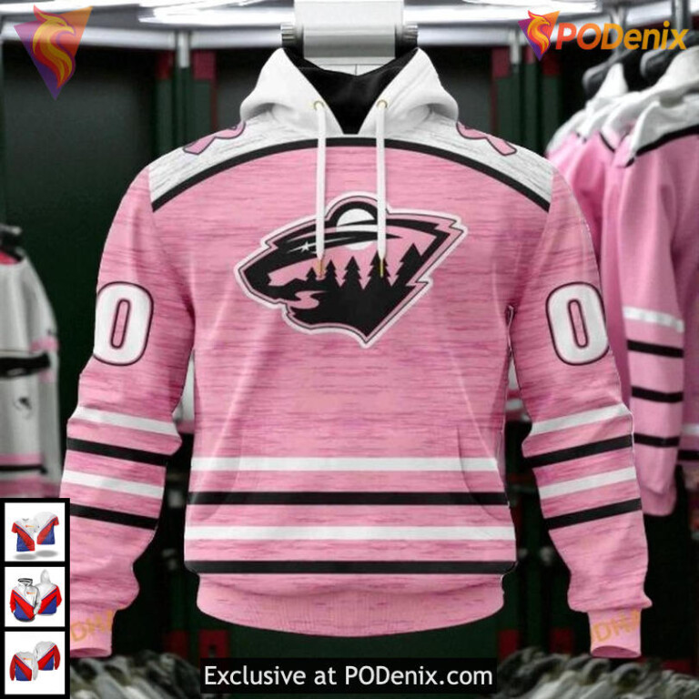Pink Breast Cancer Awareness Tribute NHL Minnesota Wild Holiday Hoodie 3D