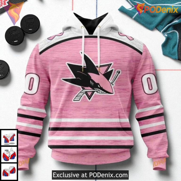 Pink Breast Cancer Fight Awareness Custom San Jose Sharks Full Print Hoodie 3D