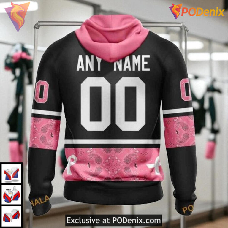 Pink Breast Cancer Support NHL Minnesota Wild Graphic Hoodie 3D - 1