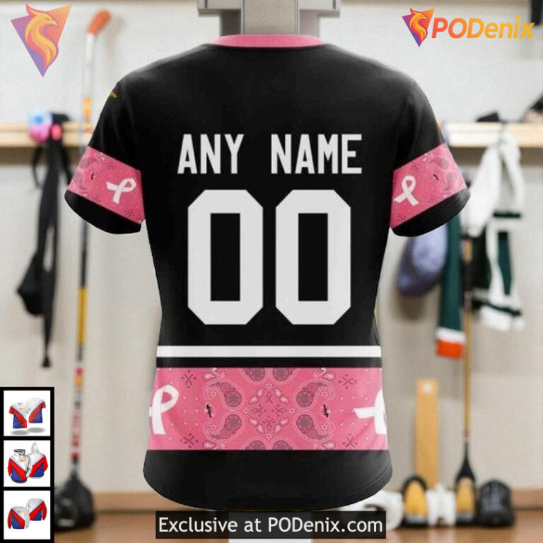 Pink Breast Cancer Support NHL Minnesota Wild Graphic Hoodie 3D - 3