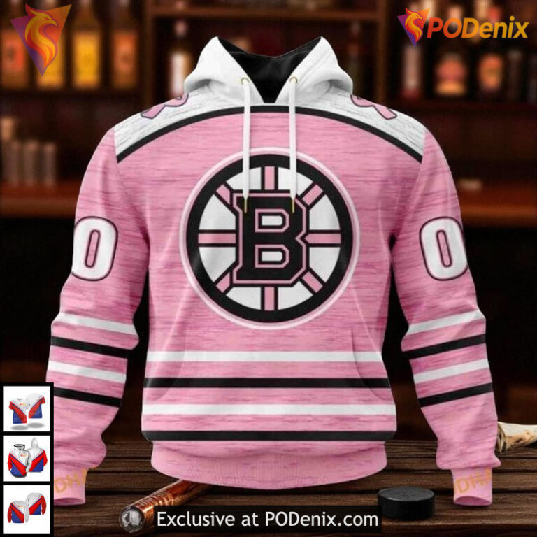 Pink Fight Breast Cancer NHL Boston Bruins Limited Edition Hoodie 3D