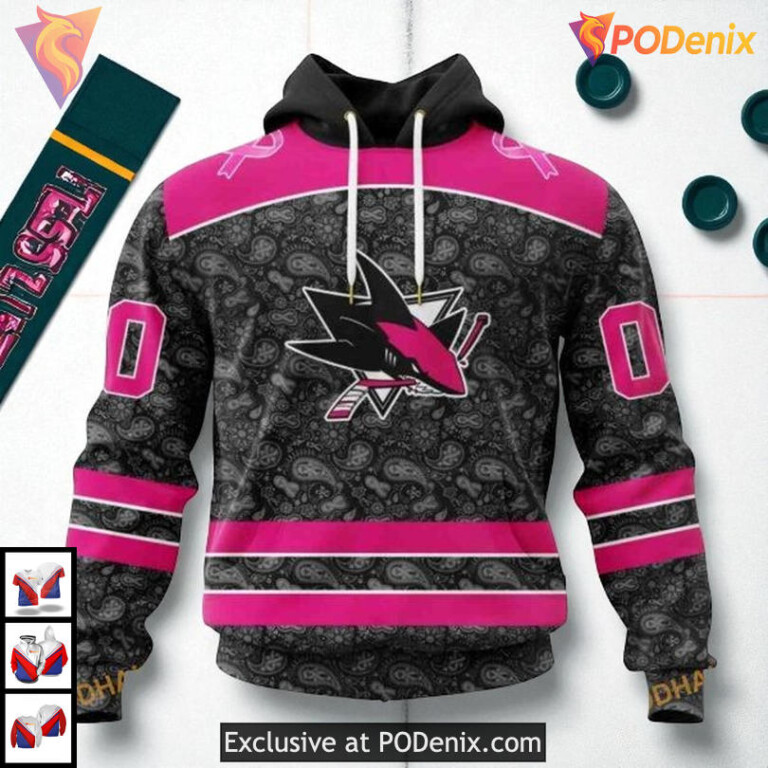 Pink In The Rink Breast Cancer Custom San Jose Sharks Hoodie NHL 3D