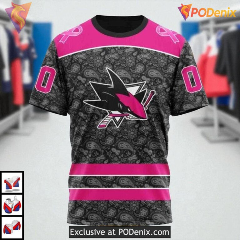 Pink In The Rink Breast Cancer Custom San Jose Sharks Hoodie NHL 3D - 2