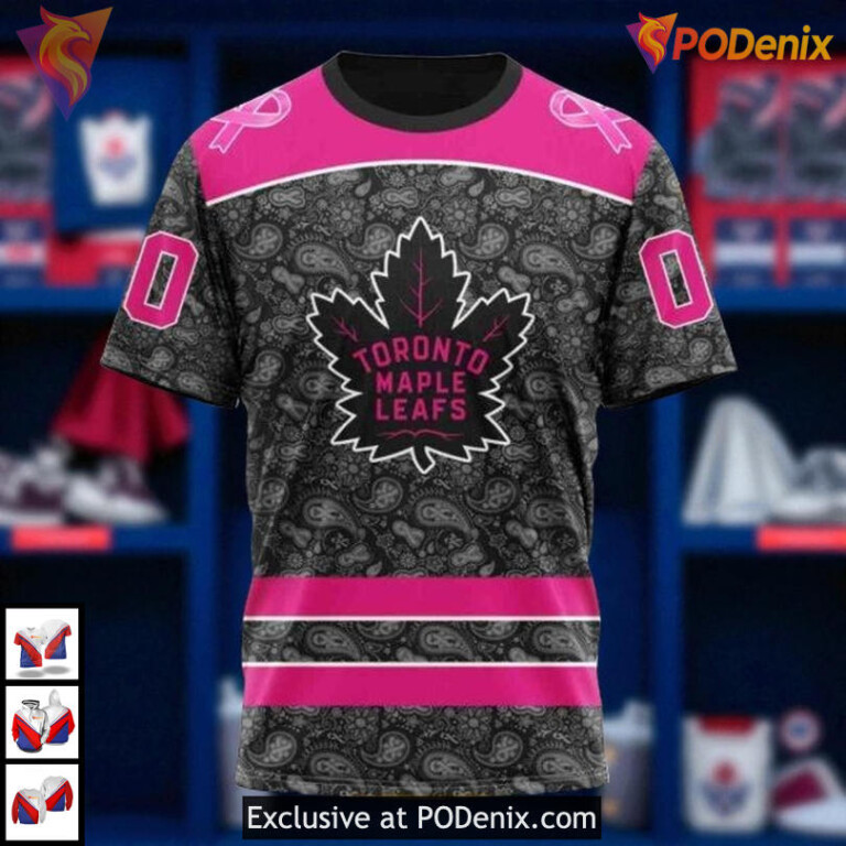 Pink In The Rink Breast Cancer Toronto Maple Leafs Mens Hoodie, NHL Clothing - 2