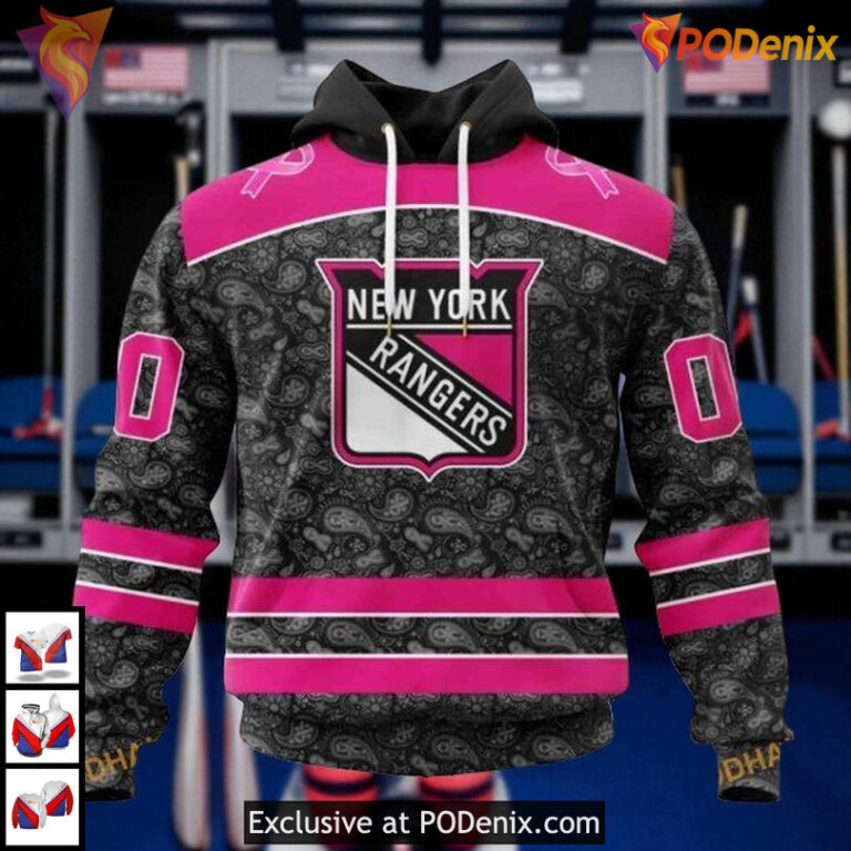 Pink In The Rink Hockey Awareness With New York Rangers Full Print Hoodie 3D