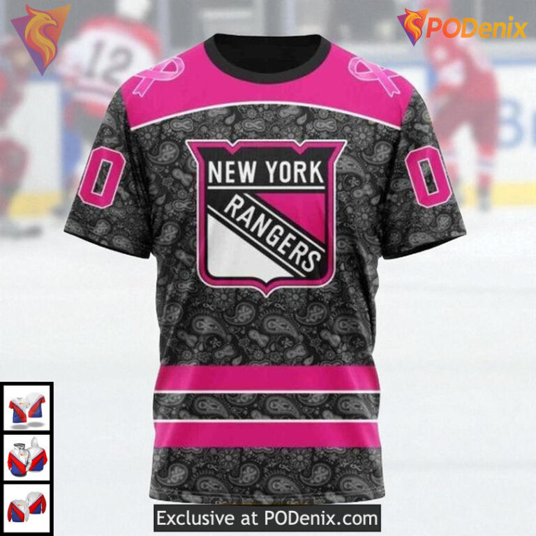 Pink In The Rink Hockey Awareness With New York Rangers Full Print Hoodie 3D - 2