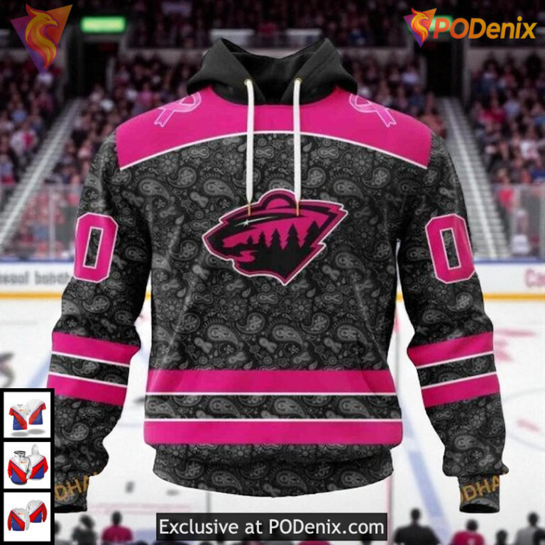 Pink In The Rink Hockey Support NHL Minnesota Wild Winter Hoodie 3D