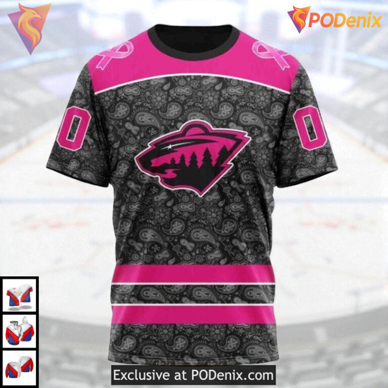 Pink In The Rink Hockey Support NHL Minnesota Wild Winter Hoodie 3D - 2