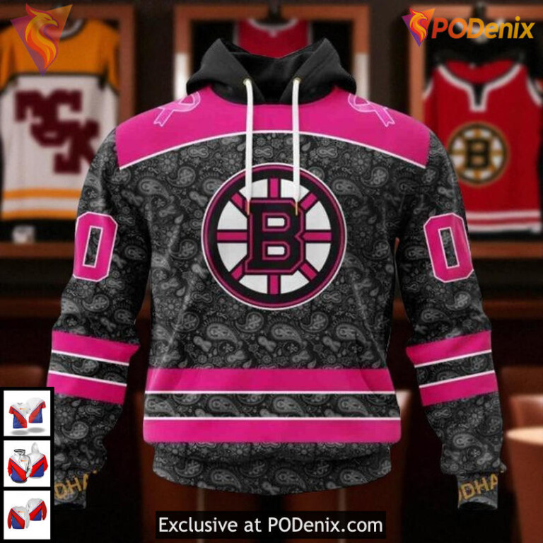 Pink In The Rink NHL Boston Bruins Hoodie 3D Breast Cancer Awareness