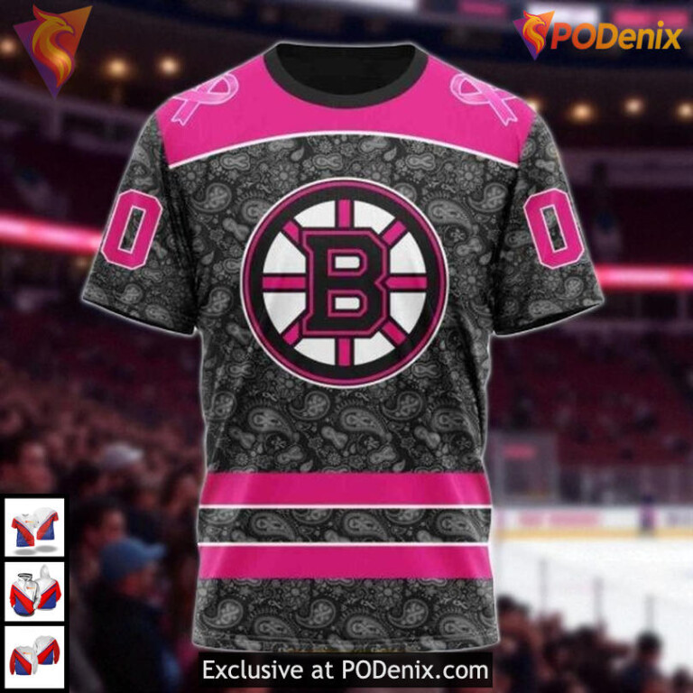 Pink In The Rink NHL Boston Bruins Hoodie 3D Breast Cancer Awareness - 2