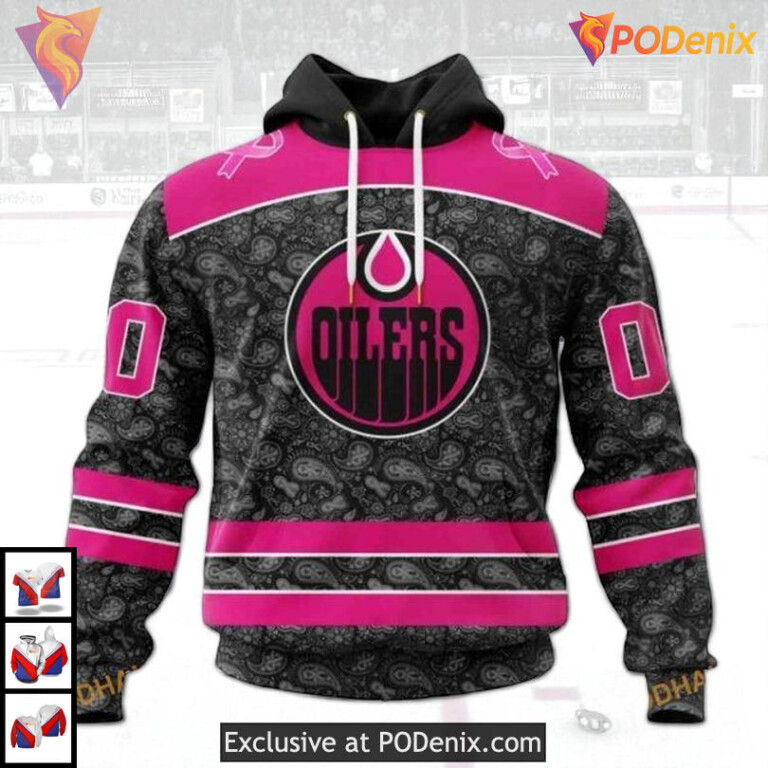 Pink In The Rink Support NHL Edmonton Oilers Womens Hoodie 3D