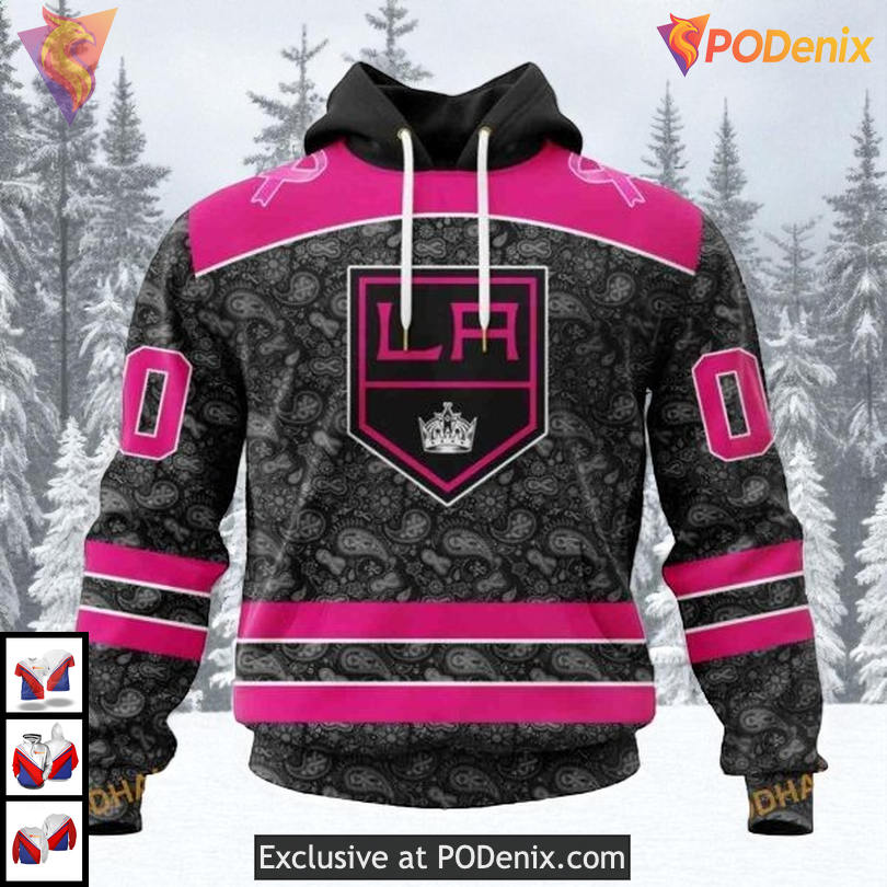 Pink In The Rink Tribute Custom Los Angeles Kings Mens Hoodie NHL 3D