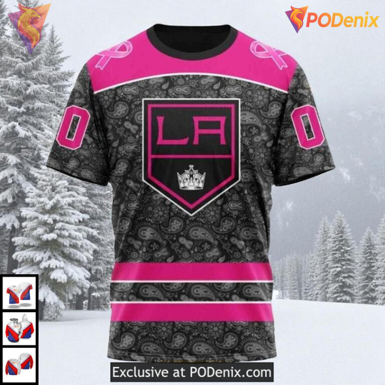 Pink In The Rink Tribute Custom Los Angeles Kings Mens Hoodie NHL 3D - 2