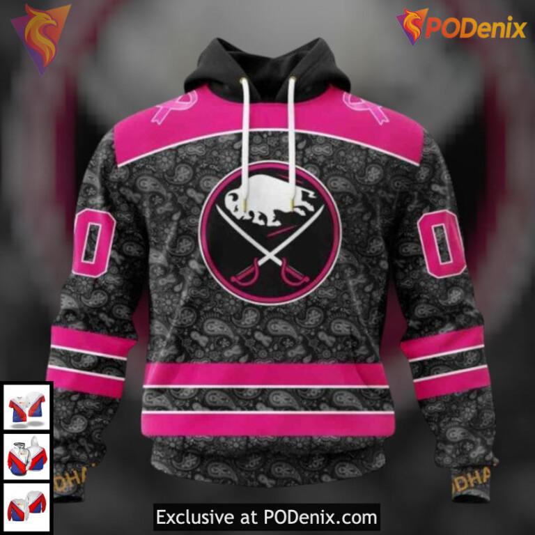 Pink In The Rink Tribute Style NHL Custom Number Buffalo Sabres Hoodie 3D
