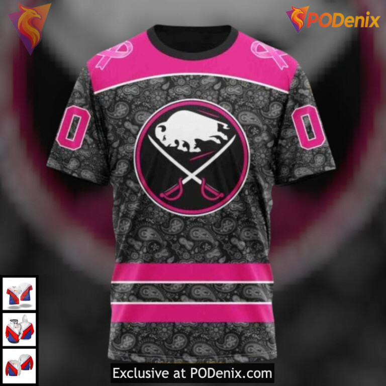 Pink In The Rink Tribute Style NHL Custom Number Buffalo Sabres Hoodie 3D - 2