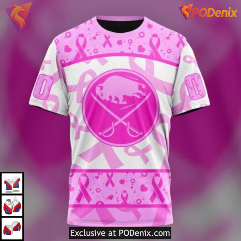 Pink October Awareness Gear NHL Buffalo Sabres Personalized 3D Hoodie Custom - 2