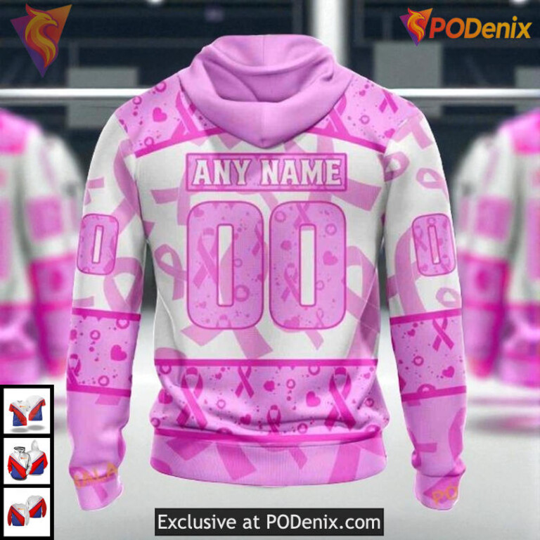 Pink October Awareness Month Custom Florida Panthers Kids Hoodie NHL 3D - 1