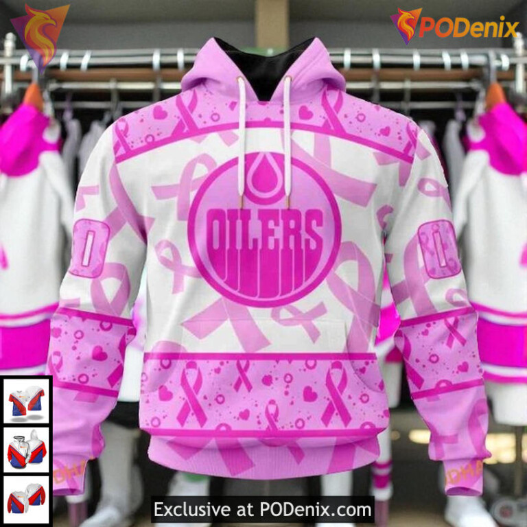 Pink October Awareness Month NHL Edmonton Oilers Kids Hoodie 3D