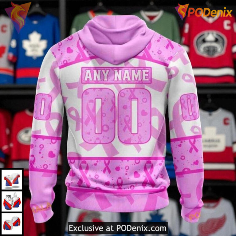 Pink October Awareness Toronto Maple Leafs Womens Hoodie, NHL 3D Apparel - 1